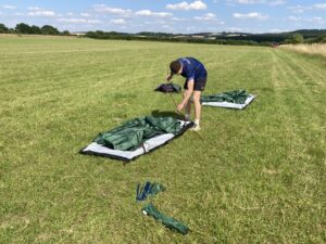 Setting up the tents, Ridgeway View Campsite